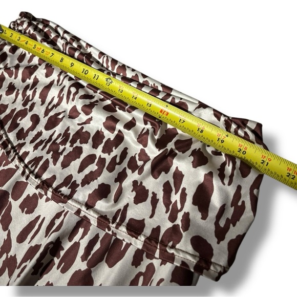 OrderPlus Large Silky Brown and Cream Animal Print Asymmetrical Wrap Midi Skirt - Picture 8 of 13